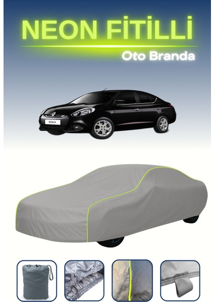 Gri [renault Scala 2012 - 2021] Uyumlu Neon Fitilli Araba Brandası, Su ve Toz Geçirmez