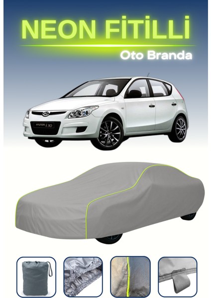 Gri [hyundai I30 2007 - 2011] Uyumlu Neon Fitilli Araba Brandası, Su ve Toz Geçirmez