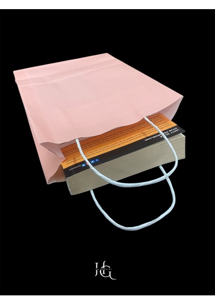 19X8X24 cm Burgu Saplı Pembe Kraft Çanta, Kağıt Poşet Çanta 5 Adet modelleri