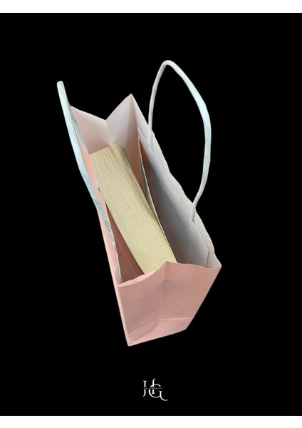 19X8X24 cm Burgu Saplı Pembe Kraft Çanta, Kağıt Poşet Çanta 5 Adet fırsatları