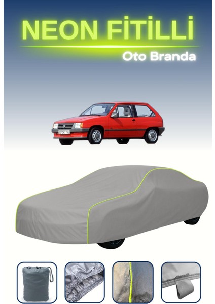 Gri [opel Corsa A] Uyumlu Neon Fitilli Araba Brandası, Su ve Toz Geçirmez