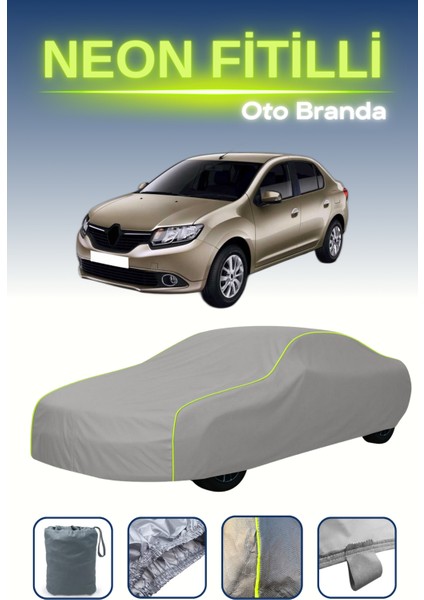 Gri [renault Symbol Sedan] Uyumlu Neon Fitilli Araba Brandası, Su ve Toz Geçirmez