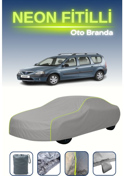 Gri [dacia Logan Mcv 2006 - 2008] Uyumlu Neon Fitilli Araba Brandası, Su ve Toz Geçirmez