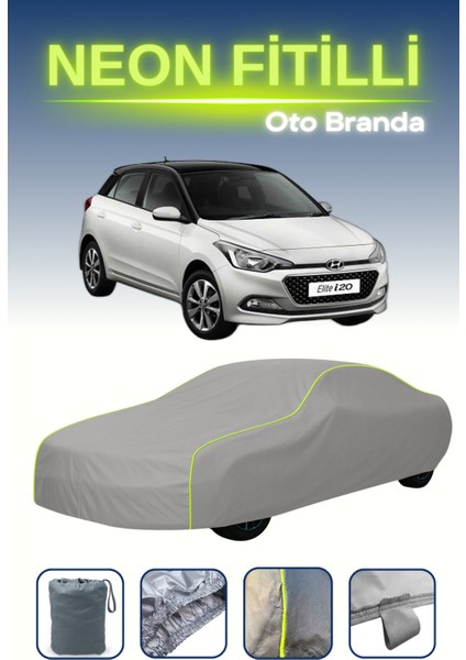 Gri [hyundai I20] Uyumlu Neon Fitilli Araba Brandası, Su ve Toz Geçirmez
