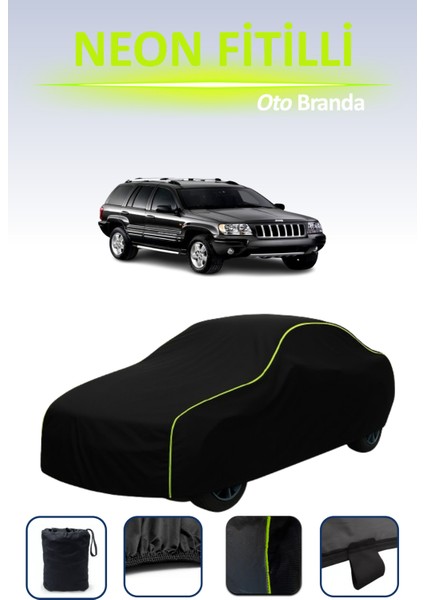 Siyah [jeep Grand Cherokee 2003 - 2005] Uyumlu Neon Fitilli Araba Brandası, Su ve Toz Geçirmez