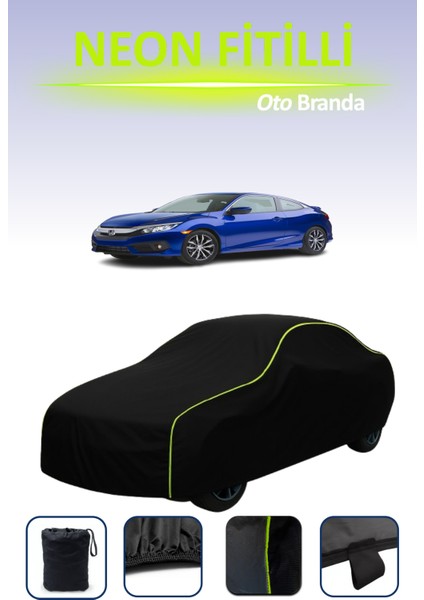 Siyah [honda Civic Coupe 2015 - 2016] Uyumlu Neon Fitilli Araba Brandası, Su ve Toz Geçirmez