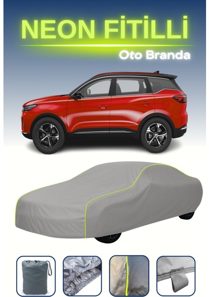 Gri [chery Tiggo 7 2] Uyumlu Neon Fitilli Araba Brandası, Su ve Toz Geçirmez