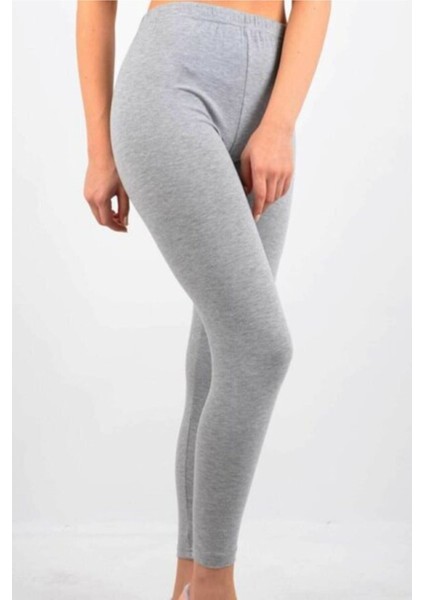 Kadın Gri Penye Uzun Tayt
