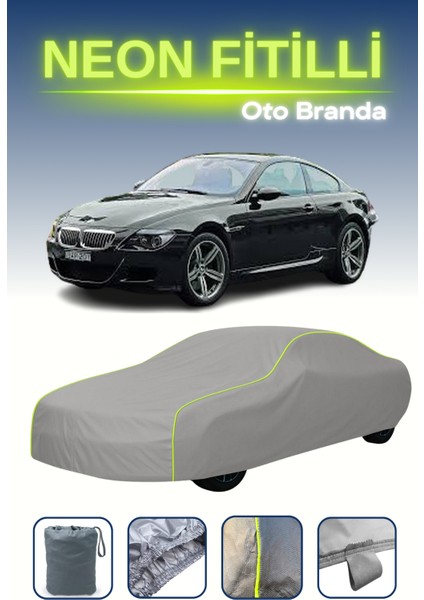Gri [bmw M6 Coupe (E63) 2005 - 2010] Uyumlu Neon Fitilli Araba Brandası, Su ve Toz Geçirmez