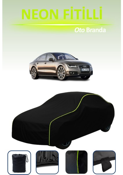 Siyah [audi A7 Sportback 2010 - 2014] Uyumlu Neon Fitilli Araba Brandası, Su ve Toz Geçirmez