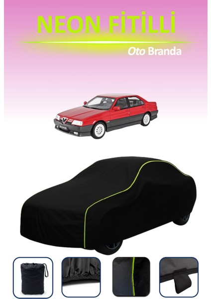 Siyah [alfa Romeo 164] Uyumlu Neon Fitilli Araba Brandası, Su ve Toz Geçirmez
