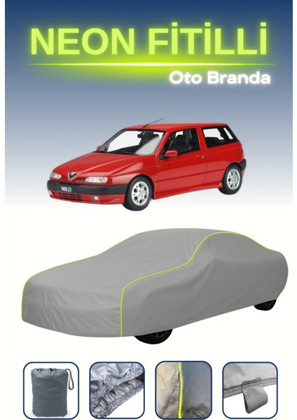 Gri [alfa Romeo 145] Uyumlu Neon Fitilli Araba Brandası, Su ve Toz Geçirmez