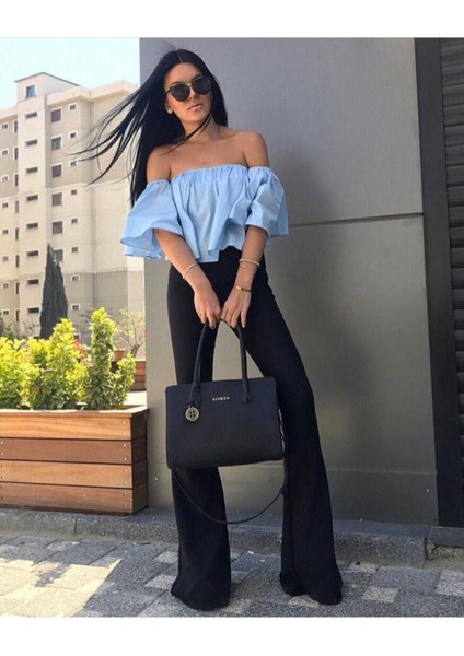 Kadın Siyah Ispanyol Paça Tayt