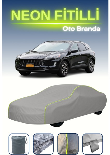 Gri [ford Escape 4] Uyumlu Neon Fitilli Araba Brandası, Su ve Toz Geçirmez