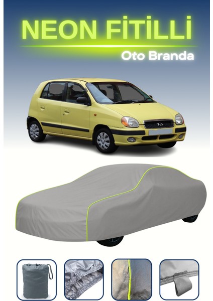 Gri [hyundai Atos 2003 - 2005] Uyumlu Neon Fitilli Araba Brandası, Su ve Toz Geçirmez