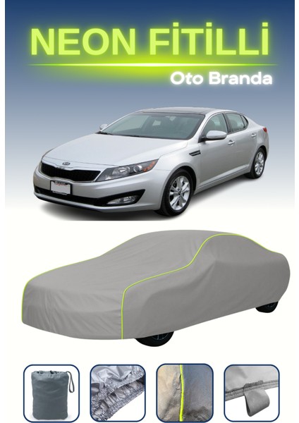 Gri [kia Optima 3] Uyumlu Neon Fitilli Araba Brandası, Su ve Toz Geçirmez
