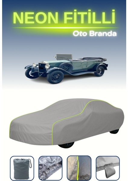 Gri [fiat 503 Torpedo 1926 - 1927] Uyumlu Neon Fitilli Araba Brandası, Su ve Toz Geçirmez