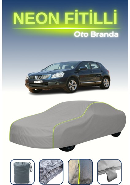 Gri [nissan Qashqai 2007 - 2010] Uyumlu Neon Fitilli Araba Brandası, Su ve Toz Geçirmez