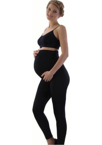 Kadın Siyah Hamile Lohusa Uzun Tayt
