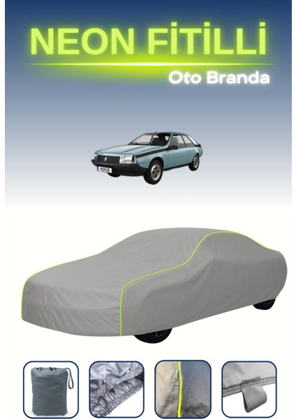 Gri [renault Fuego] Uyumlu Neon Fitilli Araba Brandası, Su ve Toz Geçirmez