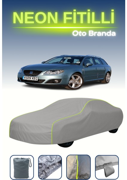 Gri [seat Exeo St] Uyumlu Neon Fitilli Araba Brandası, Su ve Toz Geçirmez
