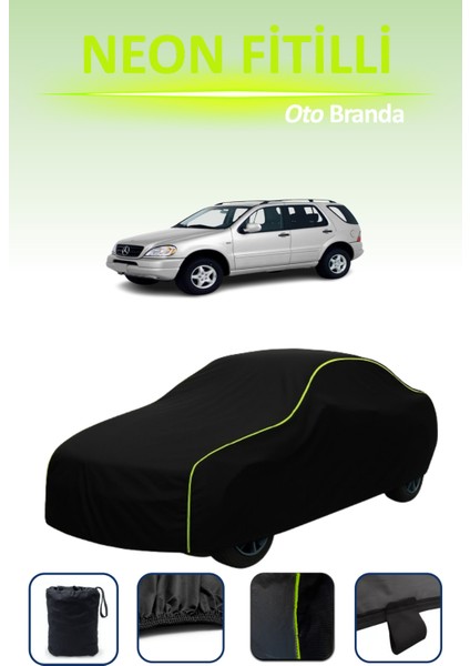 Siyah [mercedes Ml-Serisi (W163) 2001 - 2005] Uyumlu Neon Fitilli Araba Brandası Su ve Toz Geçirmez