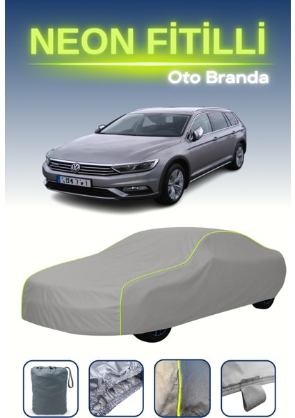Gri [volkswagen Passat Alltrack 2015 - 2019] Uyumlu Neon Fitilli Araba Brandası, Su ve Toz Geçirmez