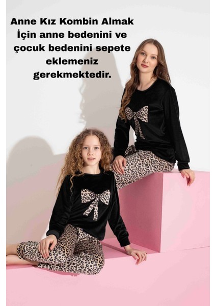 Fransız Kadife Kışlık Çocuk Pijama Takımı Anne & Kız Pijama Takımı modelleri