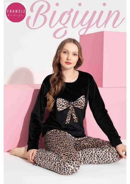 Fransız Kadife Kışlık Çocuk Pijama Takımı Anne & Kız Pijama Takımı fırsatları