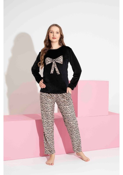 Fransız Kadife Kışlık Çocuk Pijama Takımı Anne & Kız Pijama Takımı