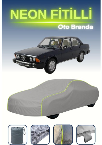 Gri [alfa Romeo 6] Uyumlu Neon Fitilli Araba Brandası, Su ve Toz Geçirmez