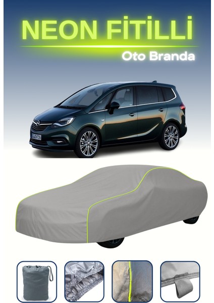 Gri [opel Zafira 2016 - 2019] Uyumlu Neon Fitilli Araba Brandası, Su ve Toz Geçirmez
