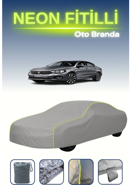 Gri [fiat Tipo / Egea 2015 - 2021] Uyumlu Neon Fitilli Araba Brandası, Su ve Toz Geçirmez