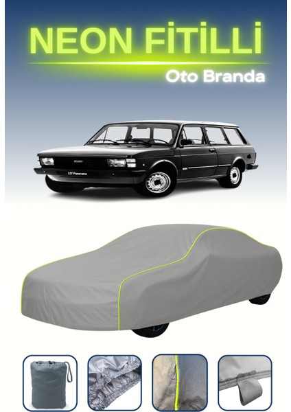 Gri [fiat 127 Panorama 1980 - 1983] Uyumlu Neon Fitilli Araba Brandası, Su ve Toz Geçirmez