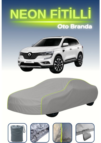 Gri [renault Koleos 2013 - 2017] Uyumlu Neon Fitilli Araba Brandası, Su ve Toz Geçirmez
