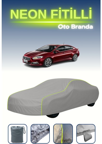 Gri [fiat Viaggio] Uyumlu Neon Fitilli Araba Brandası, Su ve Toz Geçirmez