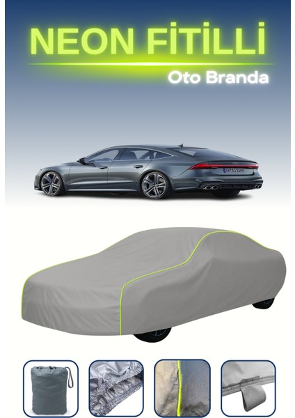 Gri [audi S7 Sportback] Uyumlu Neon Fitilli Araba Brandası, Su ve Toz Geçirmez