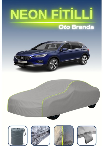 Gri [seat Tarraco] Uyumlu Neon Fitilli Araba Brandası, Su ve Toz Geçirmez