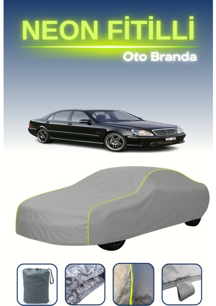 Gri [mercedes S 65 Amg (W220) 2004 - 2006] Uyumlu Neon Fitilli Araba Brandası, Su ve Toz Geçirmez