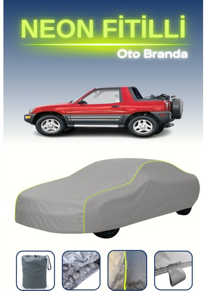 Gri [toyota Rav4 1 Soft Top] Uyumlu Neon Fitilli Araba Brandası, Su ve Toz Geçirmez