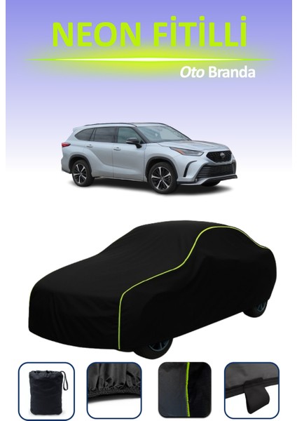 Siyah [toyota Highlander 4] Uyumlu Neon Fitilli Araba Brandası, Su ve Toz Geçirmez