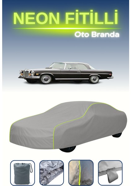 Gri [mercedes Coupe (W111/112) 1961 - 1971] Uyumlu Neon Fitilli Araba Brandası, Su ve Toz Geçirmez