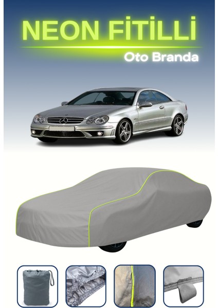 Gri [mercedes Clk (C209) 2005 - 2009] Uyumlu Neon Fitilli Araba Brandası, Su ve Toz Geçirmez