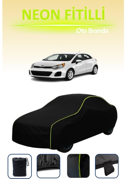 Siyah [kia Rio 2016 - 2021] Uyumlu Neon Fitilli Araba Brandası, Su ve Toz Geçirmez