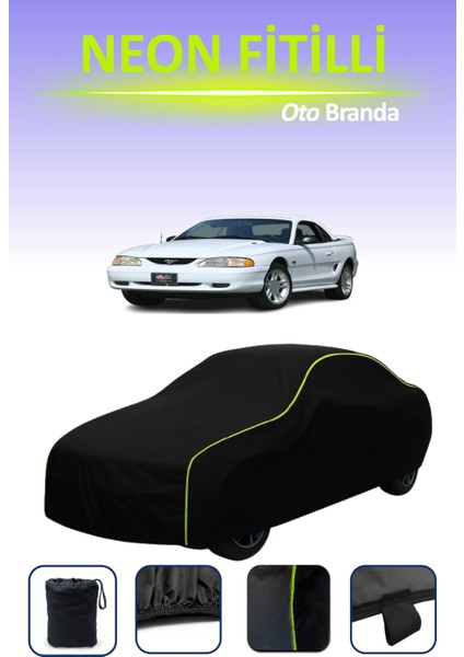Siyah [ford Mustang Gt 1996] Uyumlu Neon Fitilli Araba Brandası, Su ve Toz Geçirmez