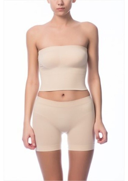 Kadın Ten Dikişsiz Şort Tayt 2029