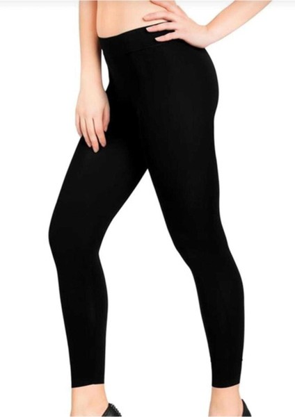 Kadın 2"li Siyah Modal Elastan Likralı Penye Uzun Tayt 2101