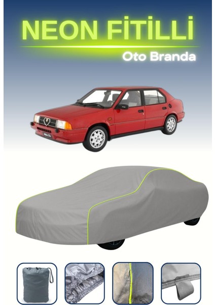 Gri [alfa Romeo 33] Uyumlu Neon Fitilli Araba Brandası, Su ve Toz Geçirmez