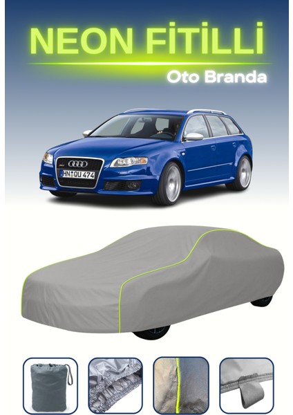 Gri [audi Rs4 Avant 2006 - 2008] Uyumlu Neon Fitilli Araba Brandası, Su ve Toz Geçirmez