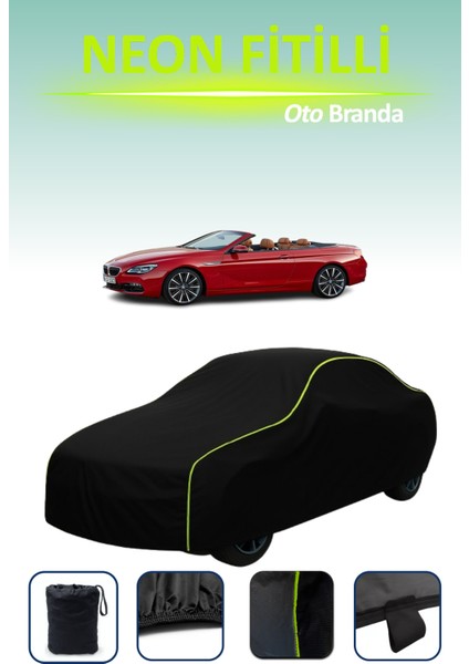 Siyah [bmw 6 Serisi Convertible (F12) 2012 - 2015] Neon Fitilli Araba Brandası, Su ve Toz Geçirmez